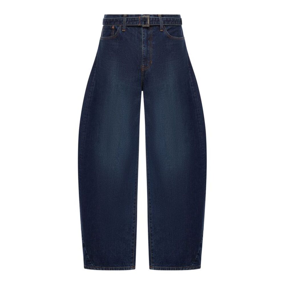 Sacai Men Wide Leg Jeans In Cotton Denim